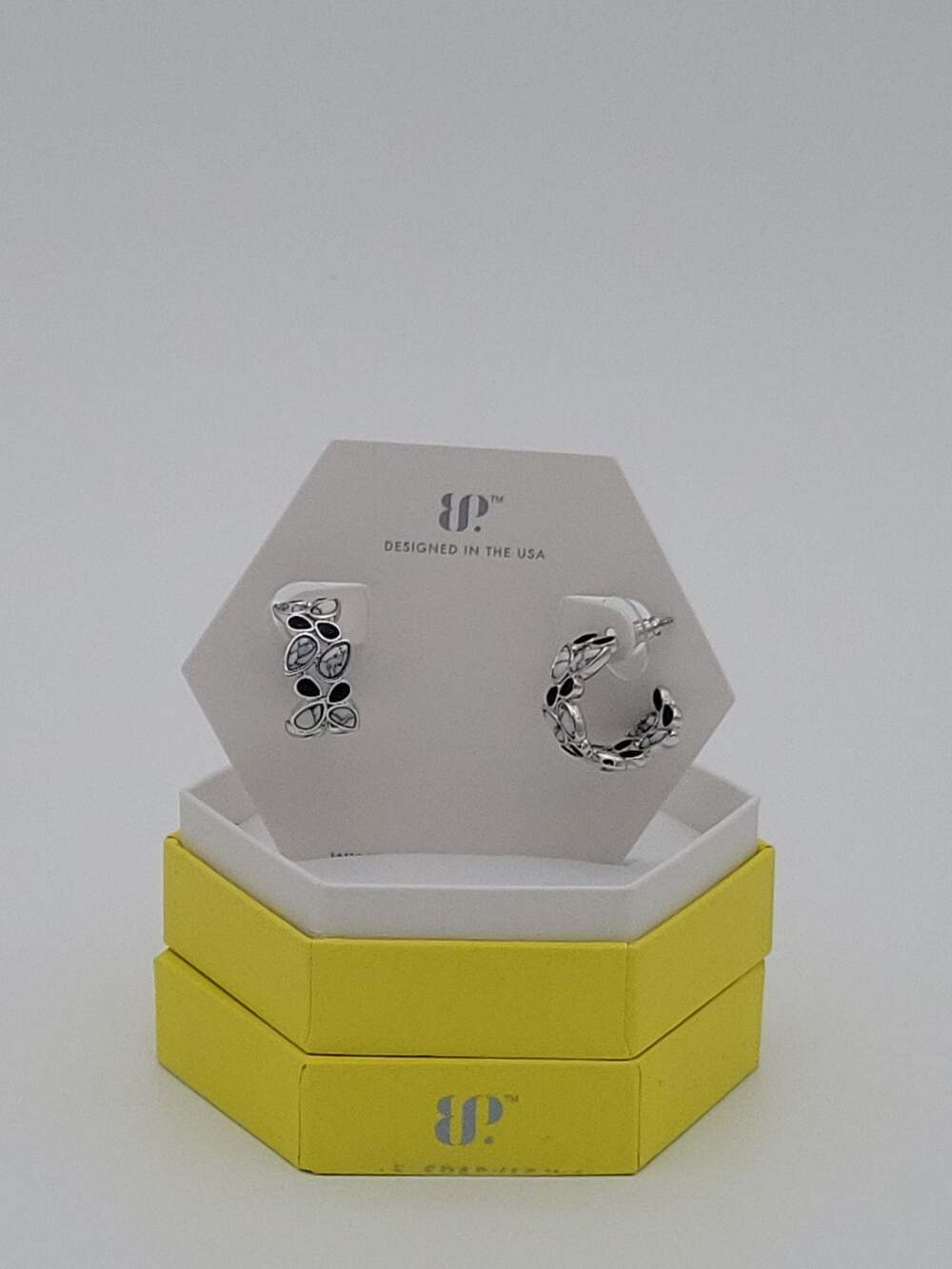 EP All Eyes On Me Howlite Magnesite Rhodium Plated Hoop Earrings ER75741